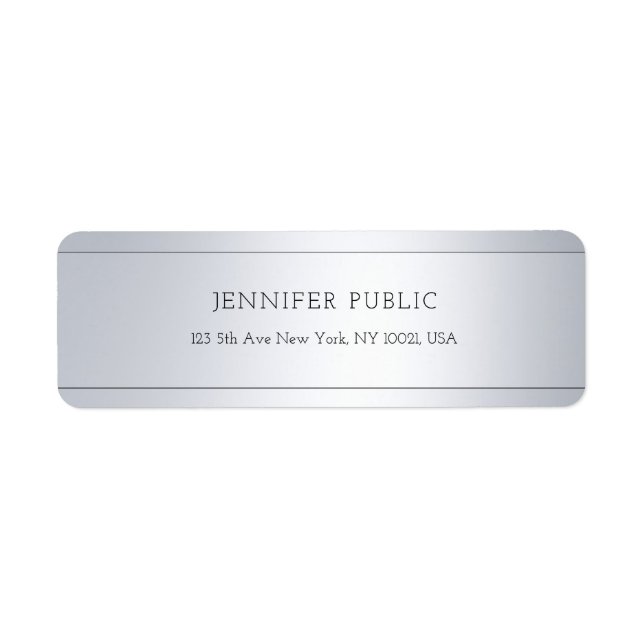 Modern Glamour Silver Stylish Return Address Label (Front)