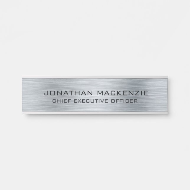 Modern Glamour Silver Template Sign for Office  (Front)