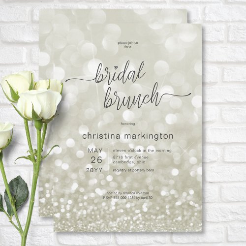 Modern Glamourous Gold Glitter Bridal Brunch Invitation