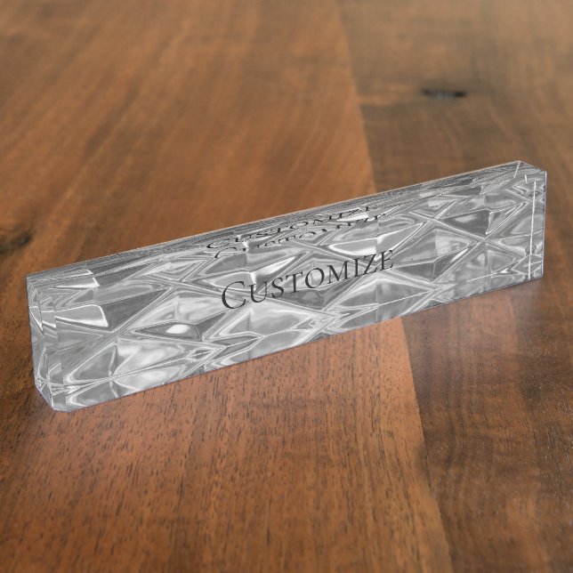 Modern Glass Diamonds Desk Name Plate (Side)