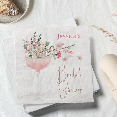 Modern Glass Wildflower Bridal Shower Paper Napkin