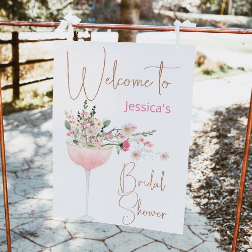 Modern Glass Wildflower Bridal Shower Welcome Sign