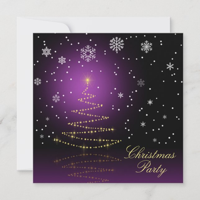 Modern Gleamy Christmas Tree Invitation (Front)