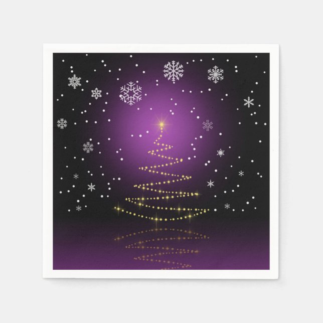 Modern Gleamy Christmas Tree Napkins (Front)