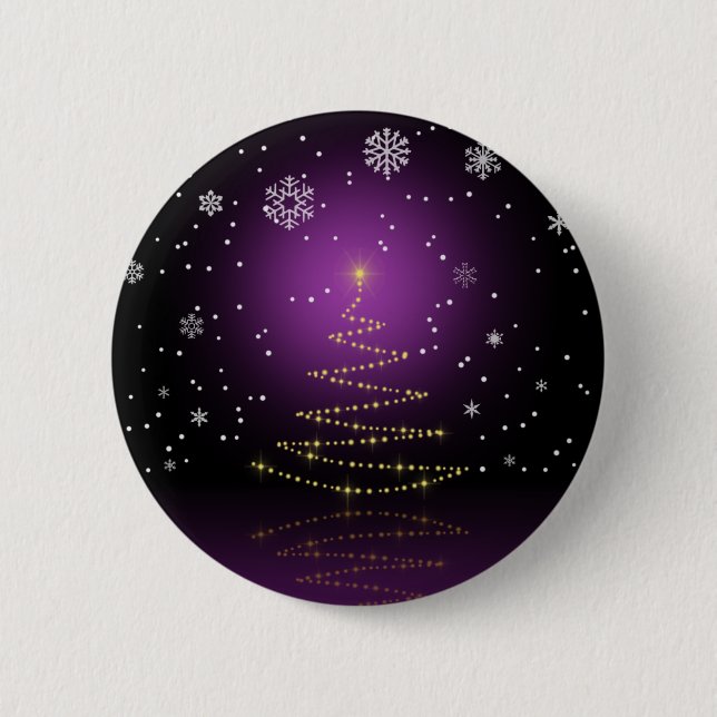 Modern Gleamy Christmas Tree Pinback Button (Front)