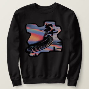 Modern Glitch Style Turntable – Colorful Design Sweatshirt