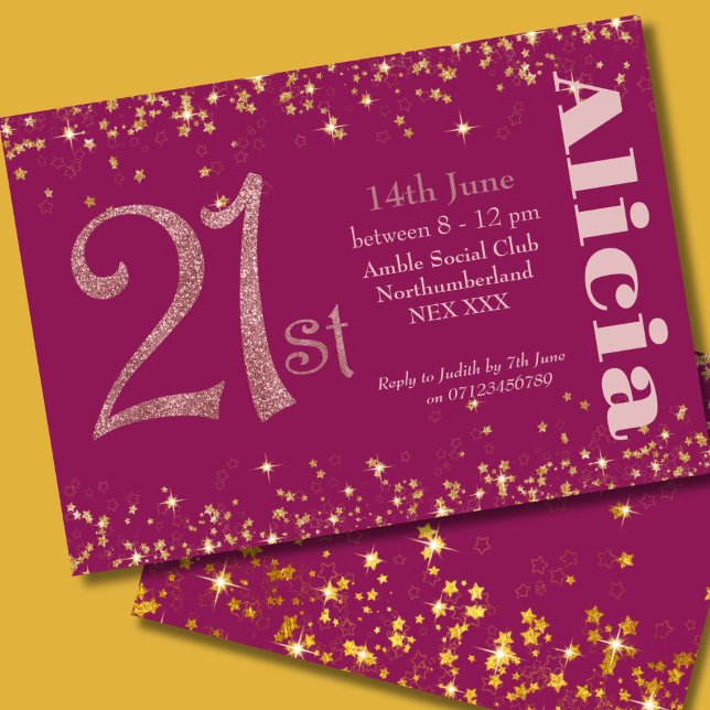 Modern Glitter 21st Birthday Party Elegant Typogra Invitation (Creator Uploaded)