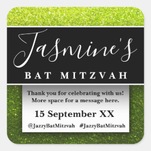 Modern Glitter Birthday Party Favors Thank You Square Sticker
