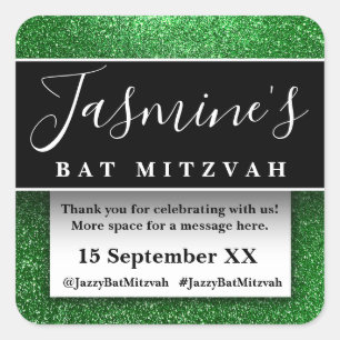 Modern Glitter Birthday Party Favors Thank You Square Sticker