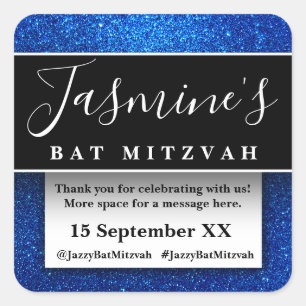 Modern Glitter Birthday Party Favors Thank You Square Sticker