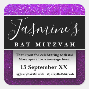 Modern Glitter Birthday Party Favors Thank You Square Sticker
