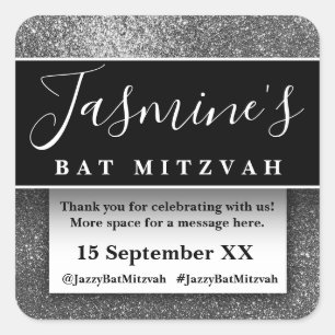 Modern Glitter Birthday Party Favors Thank You Square Sticker