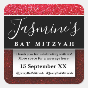 Modern Glitter Birthday Party Favors Thank You Square Sticker