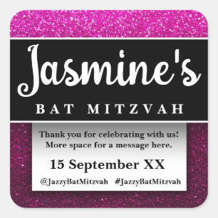 Modern Glitter Birthday Party Favors Thank You Square Sticker