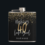 Modern glitter black and gold 40th birthday flask<br><div class="desc">Modern glitter black and gold 40th birthday gift. Part of a elegant stylish collection.</div>