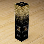 Modern glitter black and gold 40th birthday wine box<br><div class="desc">Modern glitter black and gold 40th birthday gift. Part of a elegant stylish collection.</div>