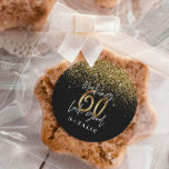 Modern glitter black and gold 60th birthday classic round sticker<br><div class="desc">Modern glitter black and gold 60th birthday gift favor decor sticker. Part of an elegant stylish collection.</div>