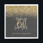 Modern glitter black and gold 60th birthday napkins<br><div class="desc">Modern glitter black and gold 60th birthday gift. Part of a elegant stylish collection.</div>