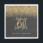 Modern glitter black and gold 60th birthday napkins<br><div class="desc">Modern glitter black and gold 60th birthday gift. Part of a elegant stylish collection.</div>