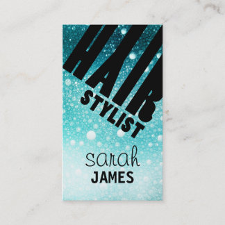 modern glitter blue hairstylist hair stylist business card