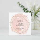 Modern Glitter Blush Pink Watercolor Bridal Shower Invitation (Standing Front)