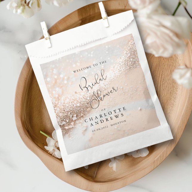 Modern, glitter Bridal Shower Favor Bag (Modern, glitter Bridal Shower Favor Bag with your name and bag.)