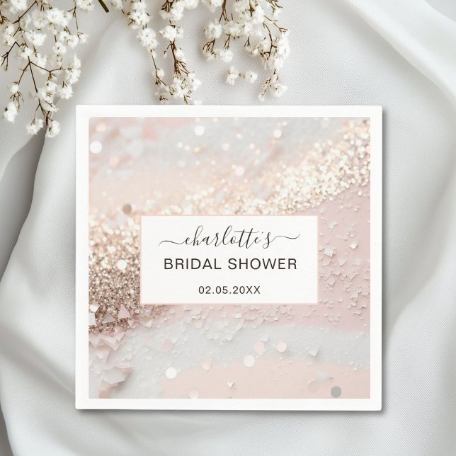 Modern Glitter Bridal Shower Napkins (Personalized Modern Glitter Bridal Shower Napkins)