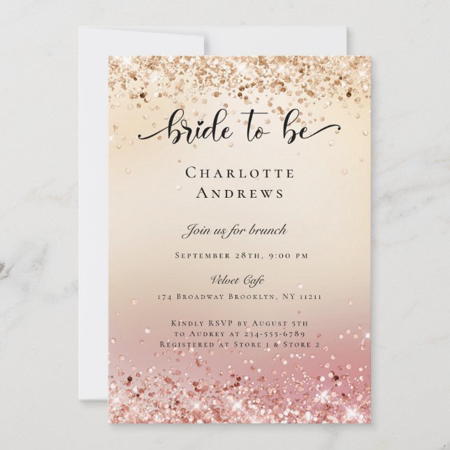 Modern, Glitter Bride to be Einladung Invitation (Front)