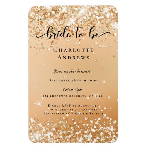 Modern Glitter Bride to be Einladung Magnet