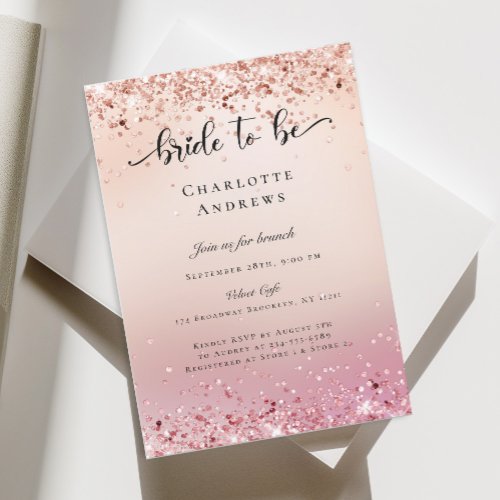 Modern Glitter Bride To Be  Invitation