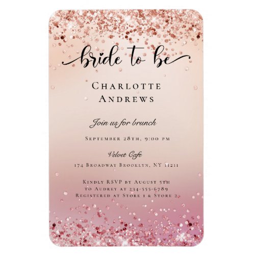 Modern Glitter Bride to be invited Magnet