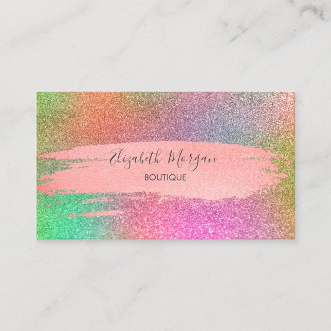 Modern Glitter Colorful, Brush Stroke Business Card (Front)
