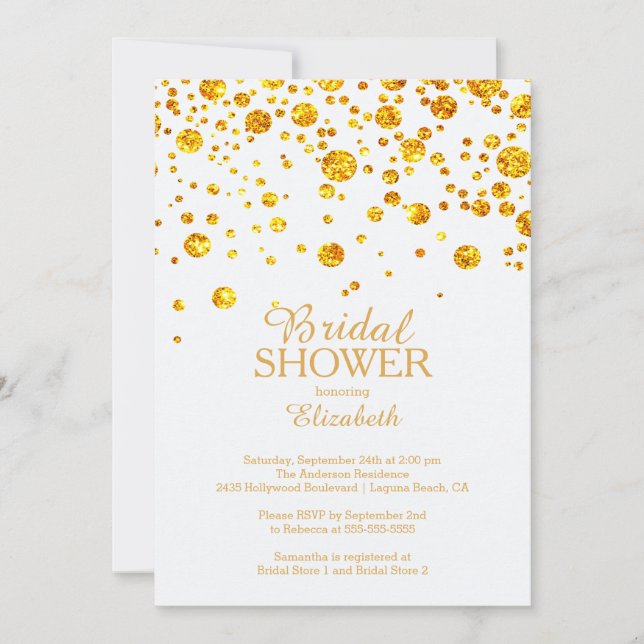 Modern Glitter Confetti Bridal Shower Invitation (Front)