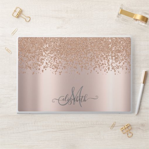 Modern Glitter Diamonds Rose Gold HP Laptop Skin | Zazzle