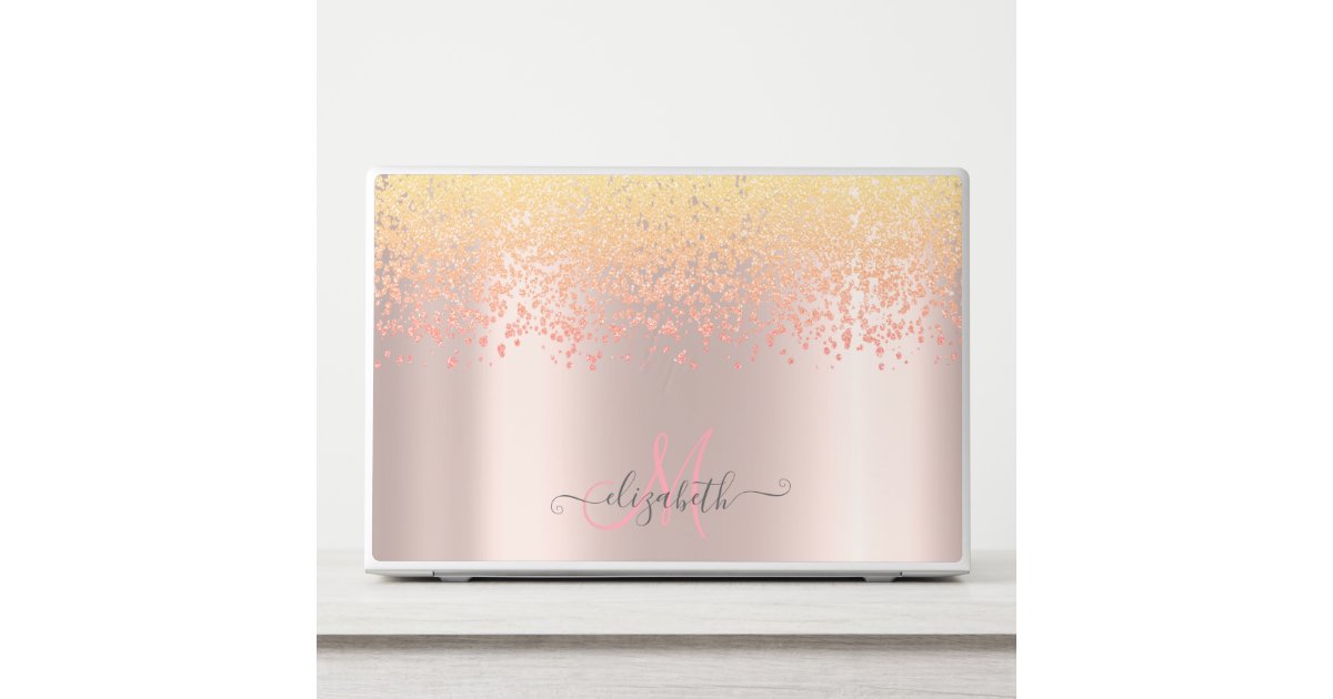 Modern Glitter Diamonds Rose Gold Ombre HP Laptop Skin | Zazzle