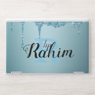 Modern Glitter Drips Chic Glam Monogram Name HP Laptop Skin