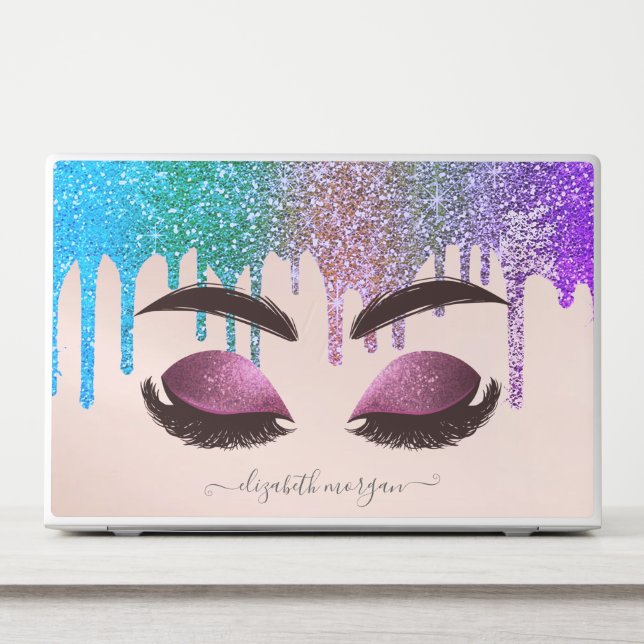 Modern Glitter Drips Faux Lashes HP Laptop Skin (Front)