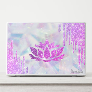 Modern Glitter Drips Holographic Lotus HP Laptop Skin