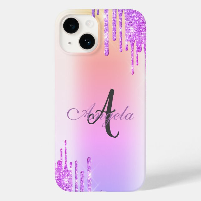 Modern Glitter Drips,Ombre,Monogram  Case-Mate iPhone Case (Back)