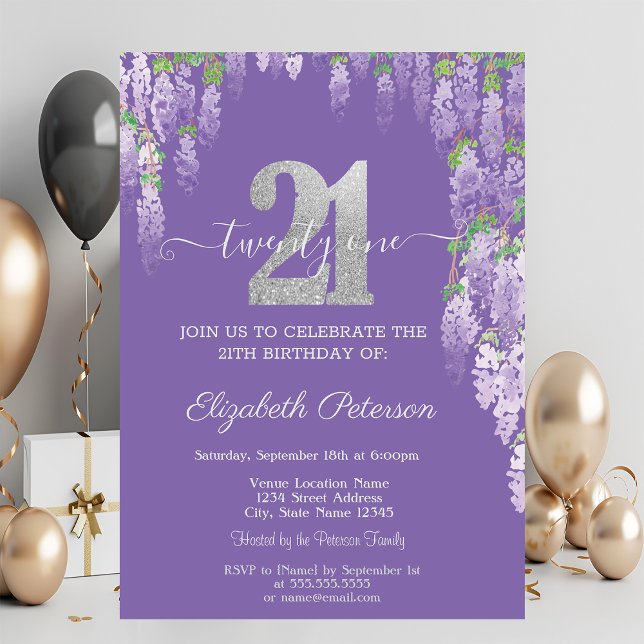Modern Glitter Drips Rose Gold 21th Birthday   Inv Invitation (Creator Uploaded)
