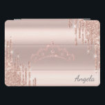 Modern Glitter Drips Rose Gold Diamonds Tiara iPad Pro Cover<br><div class="desc">Elegant glitter drips,  and diamonds tiara on rose gold background. An elegant and sophisticated design.</div>