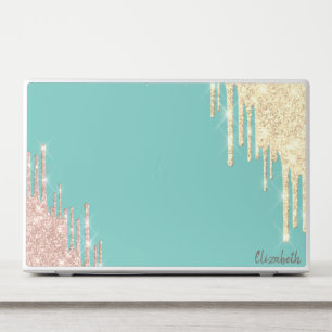 Modern Glitter Drips Rose Gold,Gold,Teal HP Laptop Skin