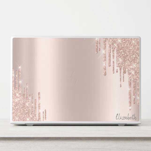 Modern Glitter Drips Rose Gold HP Laptop Skin Zazzle