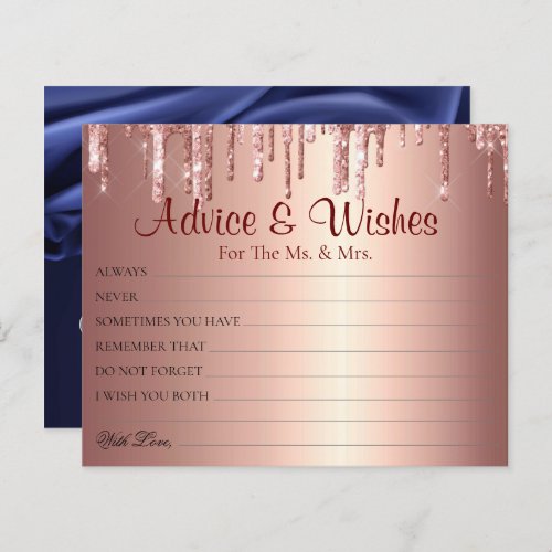 Modern Glitter Drips Wedding Advice Wishes Cards