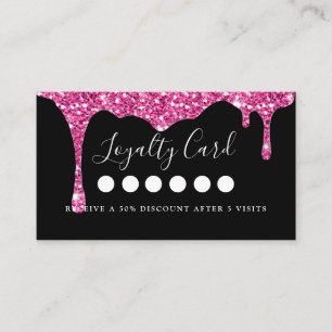 Modern Glitter Drop Salon & Spa Loyalty Business Card