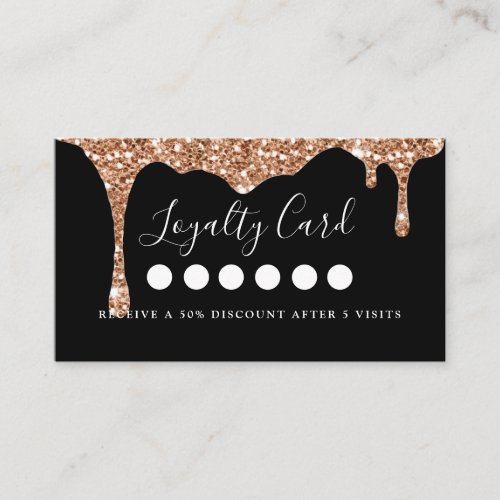 Modern Glitter Drop Salon  Spa Loyalty    Business Card