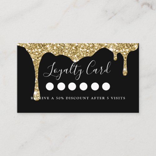 Modern Glitter Drop Salon  Spa Loyalty     Business Card