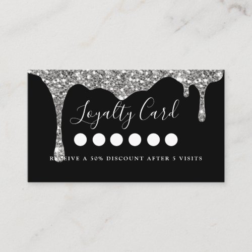 Modern Glitter Drop Salon  Spa Loyalty    Business Card