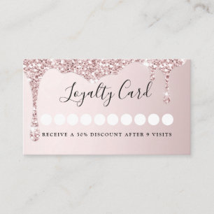 Modern Glitter Drop Salon & Spa Loyalty Business Card