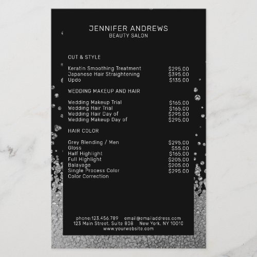 Modern Glitter Drop Silber Schwarz Flyer